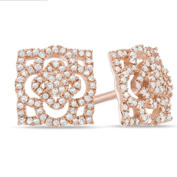 Vintage 10k Diamond Rose Gold Earrings - Picture 1 of 13
